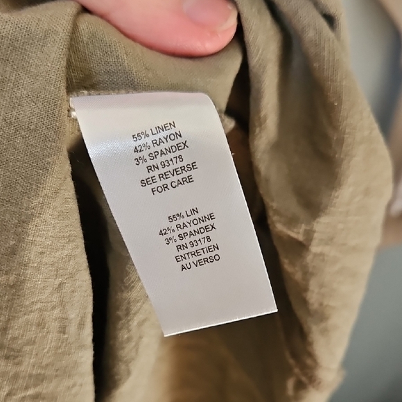 T Tahari Olive Neutral Sleeveless Mini Dress Linen Blend - Picture 7 of 8